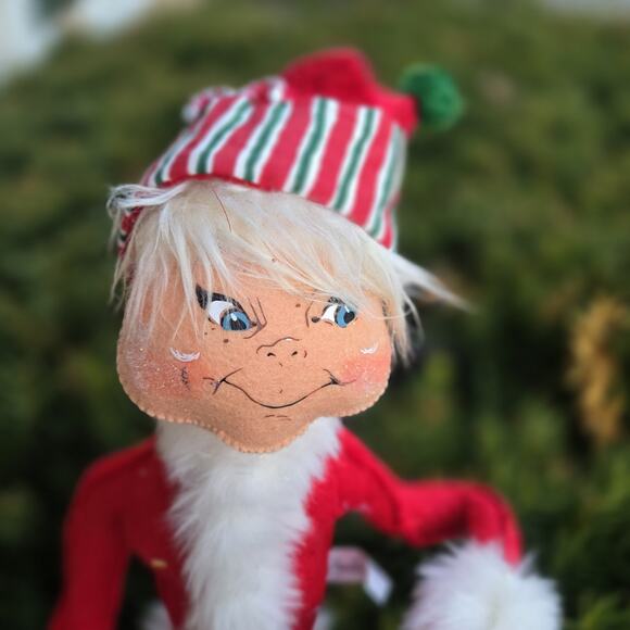 Annalee Christmas Elf Red & White Tall Posable Flexible Legs - Picture 2 of 6